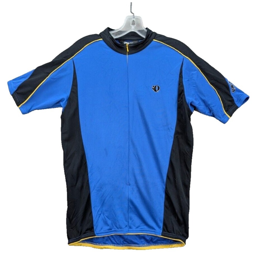 Pearl Izumi Cycling Jersey Men's Large Blue Black 3/4 Zip Stretch Colorblock